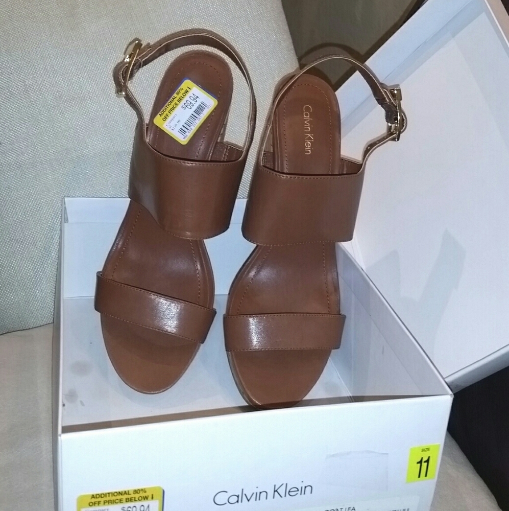 Calvin Klein leather wedge sandals